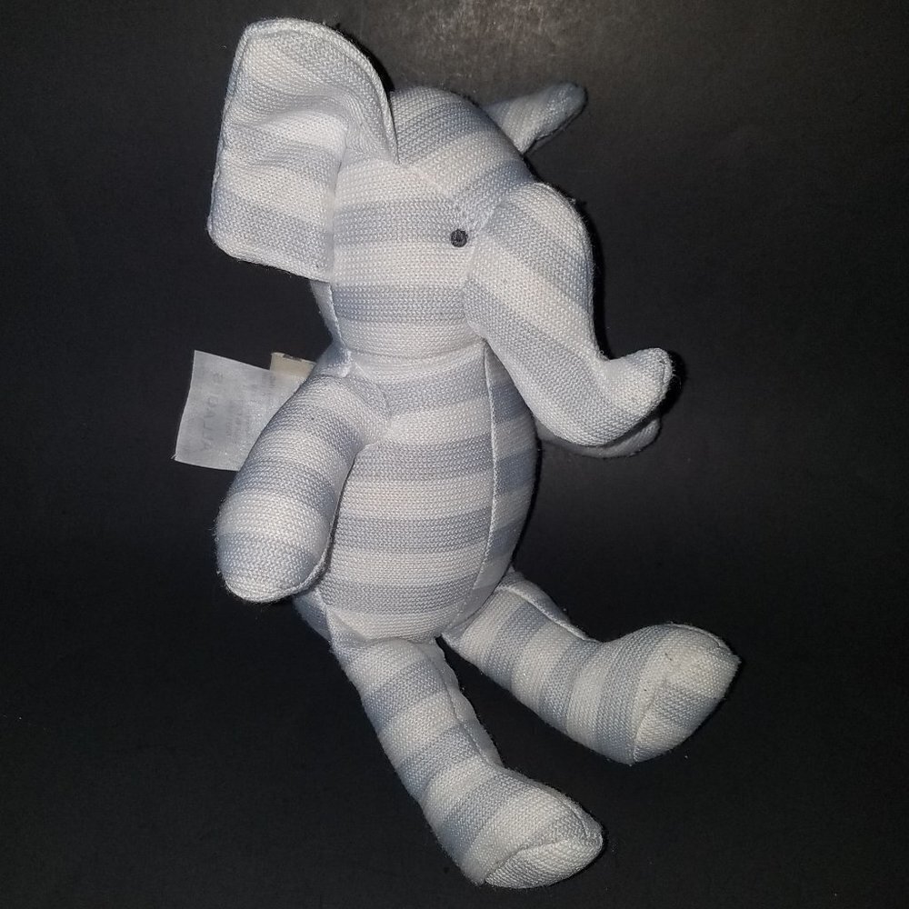 Mon Lapin Blue White Striped Elephant Plush Lovey